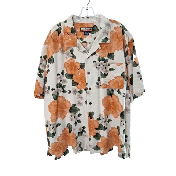 Havana Jacks Cafe Hawaiian‎ Silk Short Sleeve Shirt Sz XXL Travel Beach Vacation - Picture 1 of 8